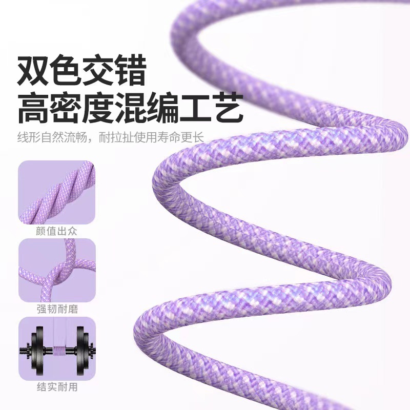 3A wholesale cross-border new model with indicator light fast charging QC3.0 charging cable, nylon braided USB mobile phone data cable pic 3