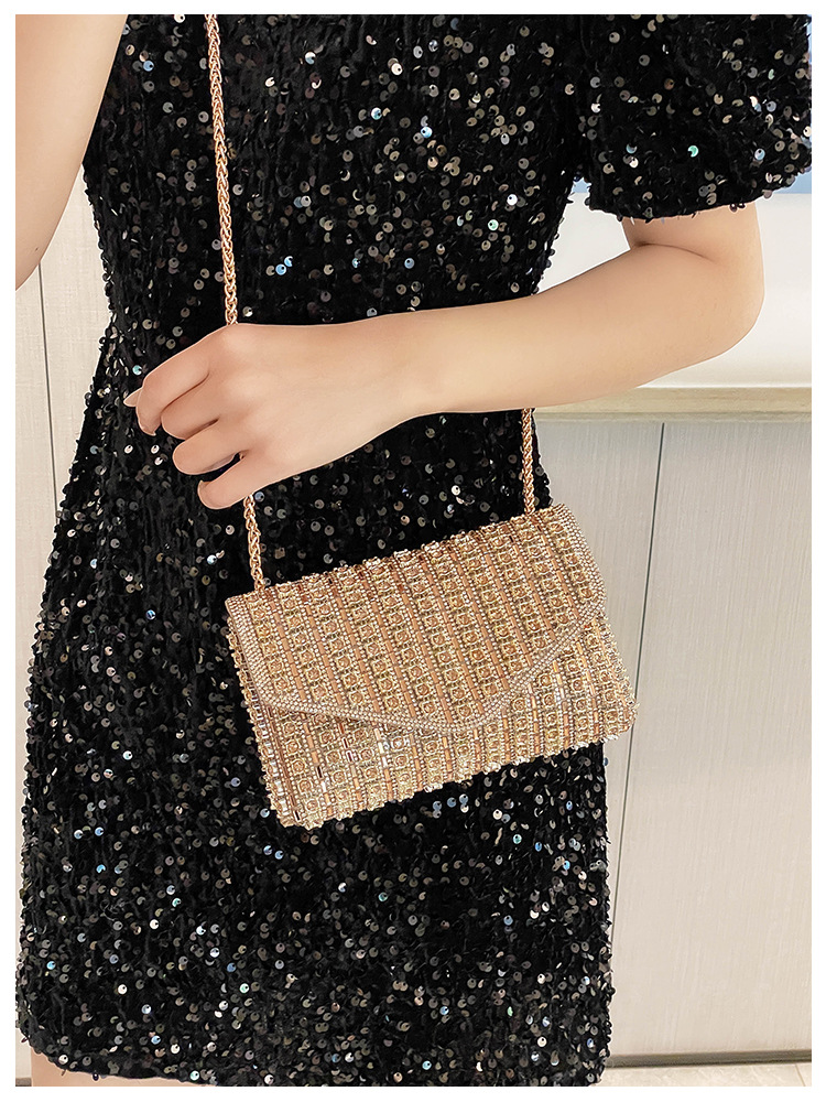 Cross-border bag bestsellers: Women's bag, chain, super shiny diamond-encrusted small square bag, crossbody bag, fashionable and versatile, socialite dinner bag undefined