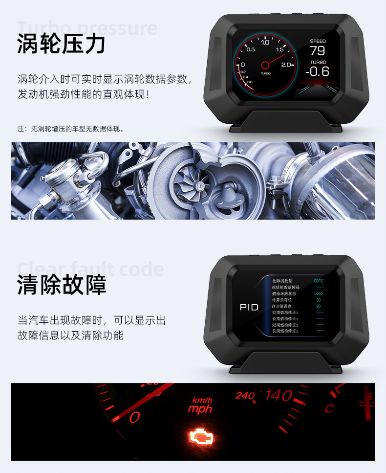 Cross-Border New Product Car Hud Head-Up Display Car Obd Universal High-Definition Portable Driving Computer Display