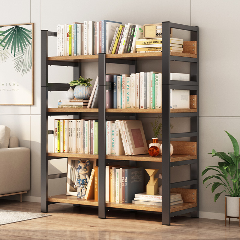 Bookshelf Storage Rack Floor-Standing Household Living Room Multi-Layer Storage Iron Bookcase Small Modern Simple Storage Rack