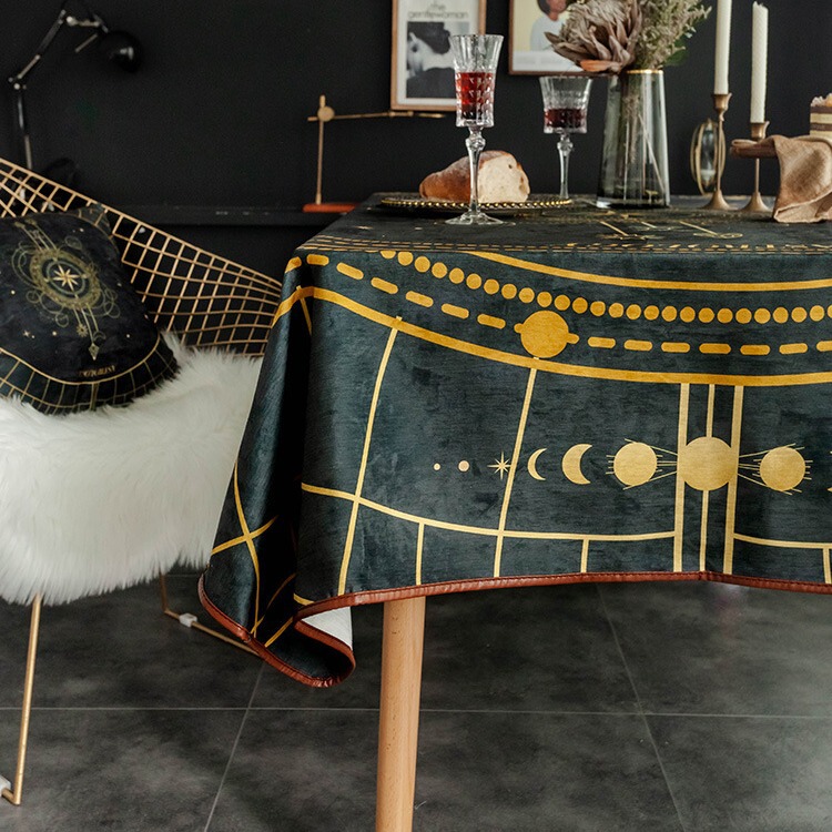 Star Moon Astrolabe Chenille Internet Famous ins Waterproof Tablecloth Fabric European Style Dining Tablecloth Rectangular Tablecloth Table Mat