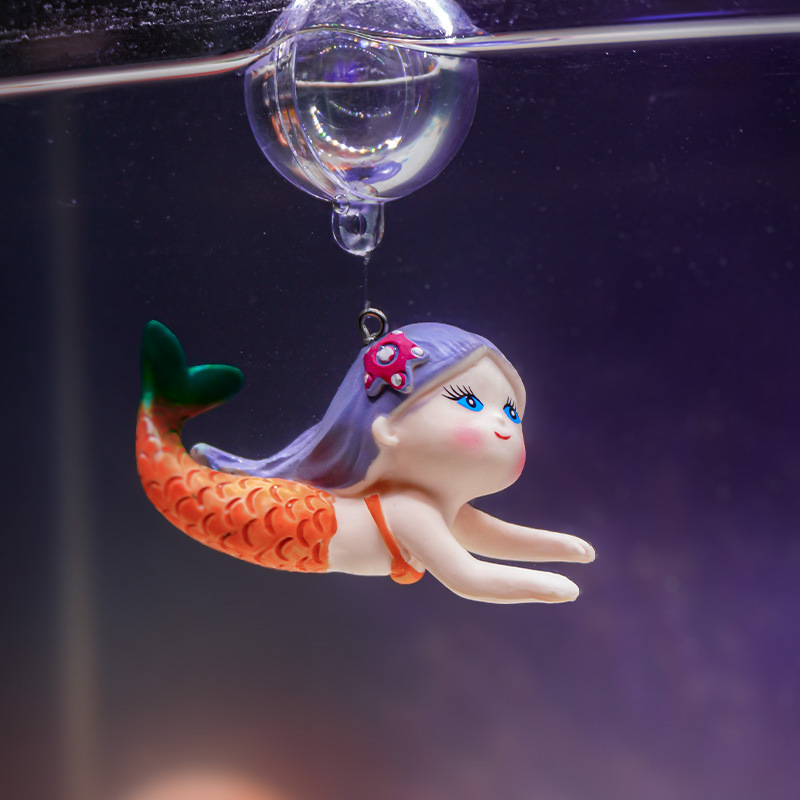 Tanque de peces creativo flotante ligeramente gordo sirena micro paisaje bonsai decoración paisaje decoración acuario marino diver