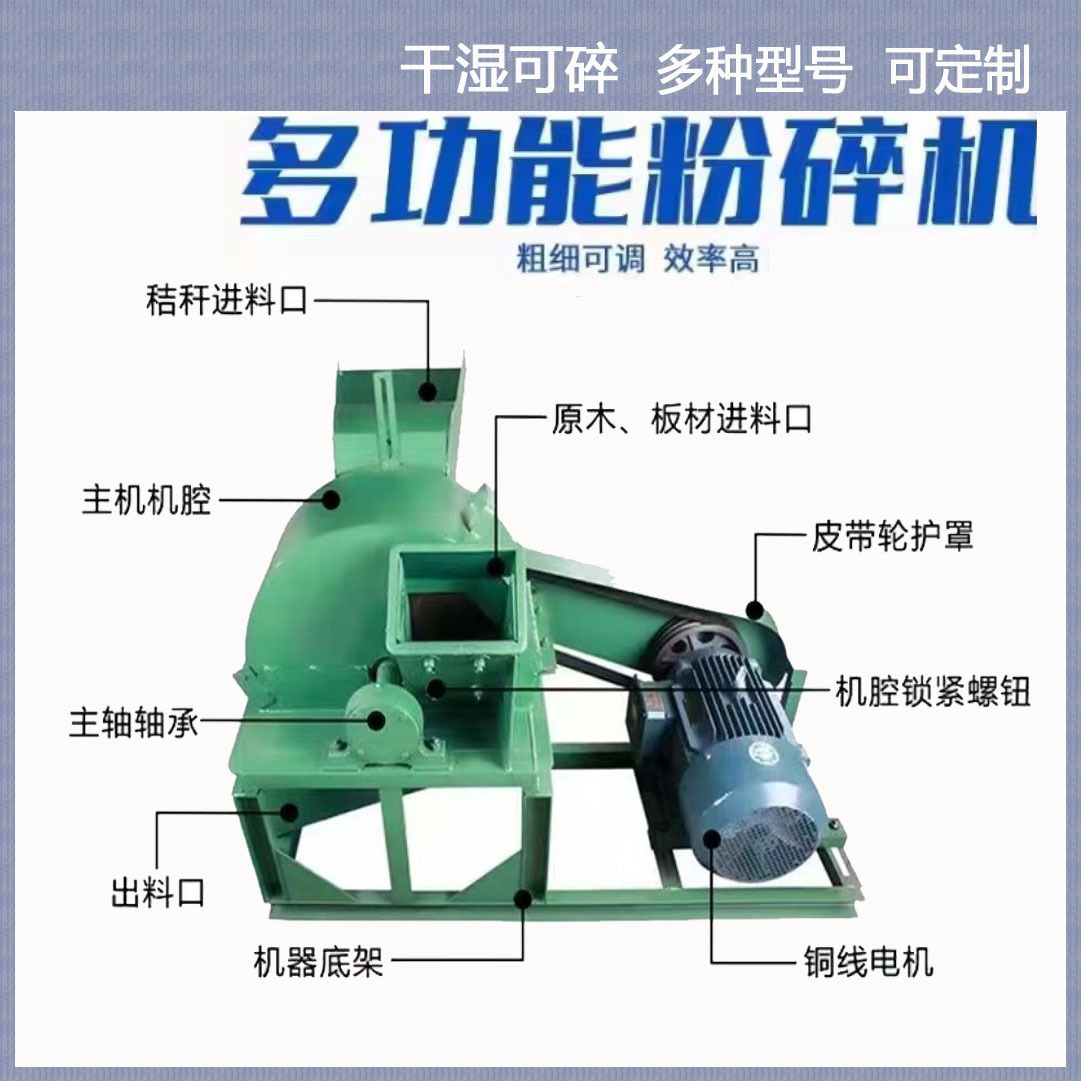 木屑机木材粉碎机菇木粉碎机树枝树干粉碎机型号可定木材加工设备