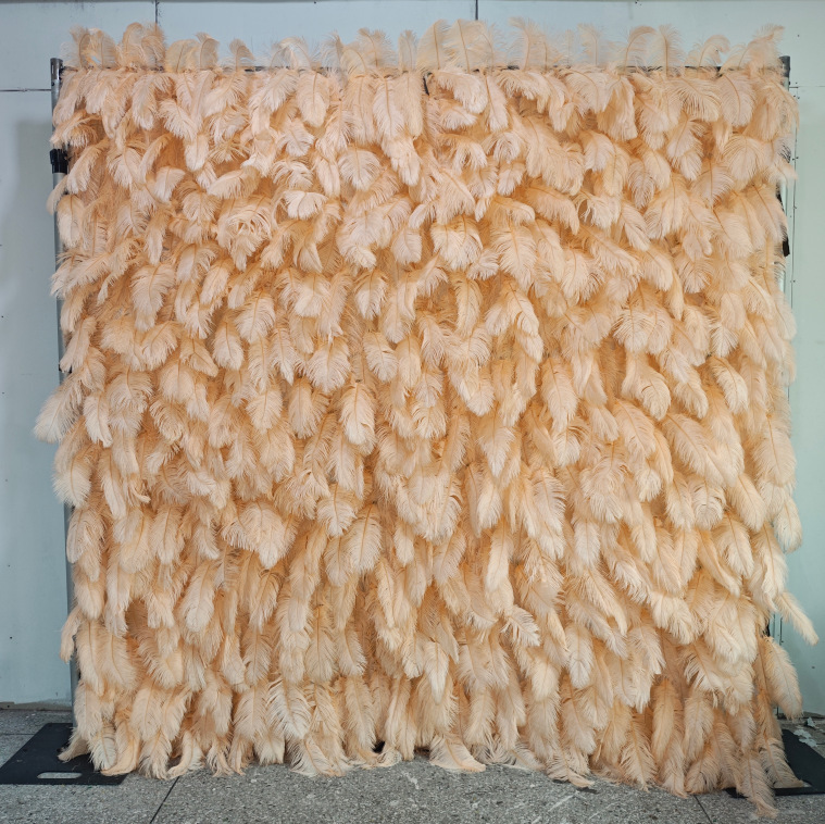 Simulated Fabric Flower Wall, Champagne Feather Flower Wall, Popular Photo Spot, Wedding Decoration, Shopping Mall Window Decoration, Background Wall Simulated Fabric Flower Wall, Champagne Feather Flower Wall, Popular Photo Spot, Wedding Decoration, Shopping Mall Window Decoration, Background Wall