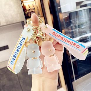 2021 new violent bear keychain transparent resin cartoon bear doll car key chain bag pendant gift