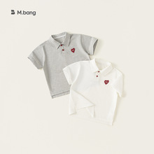宥宝童装男童上衣夏季爱心绣标polo领休闲t恤男大童气质短袖