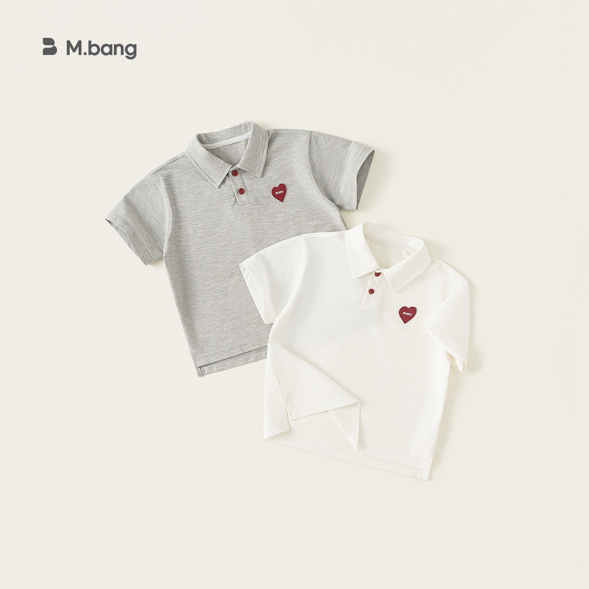 宥宝童装男童上衣夏季爱心绣标polo领休闲t恤男大童气质短袖