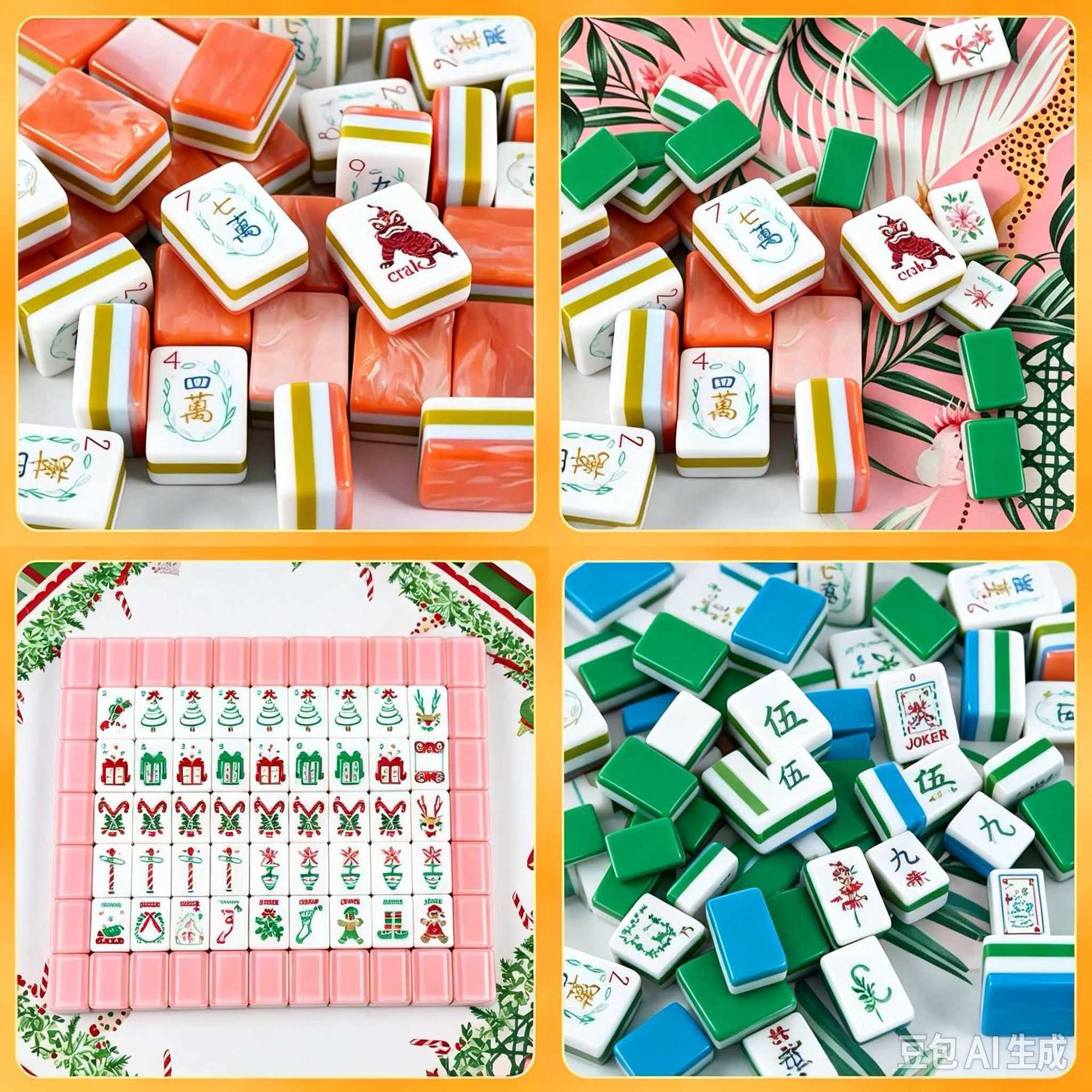 (Ready to ship) US version, rose-red acrylic mahjong tiles, suitable for cross-border sales in Europe and the US, a set for home use and as a gift, hand-crafted