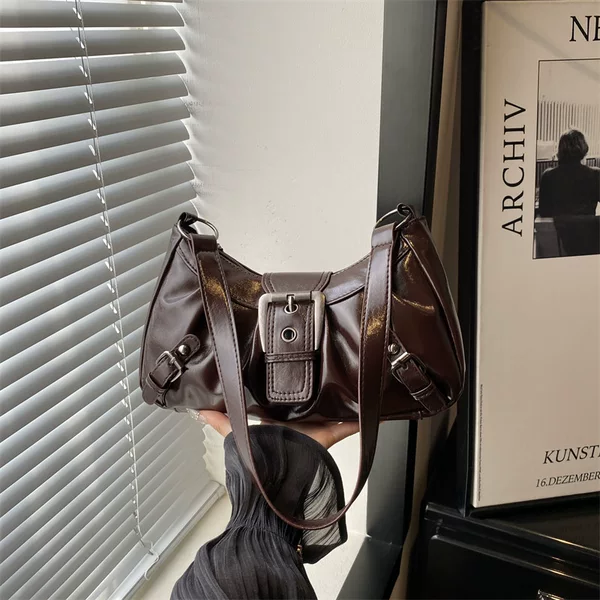 Cross-border solid-color textured shoulder bag, 2026 solid-color versatile trendy pleated bag, suitable for commuting and casual wear, can be carried by hand or worn under the arm