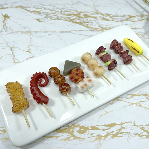 Internet celebrity Zibo barbecue model new simulation food keychain pvc pendant mutton skewers key chain
