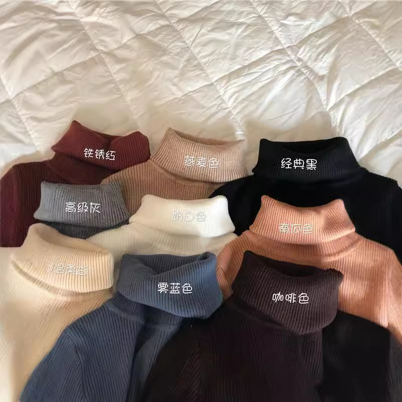 가을과 겨울을위한 여성용 터틀넥 스웨터 2025 한국식 서양식 슬림핏 니트 베이스 셔츠 외복을위한 긴 소매 풀오버 탑