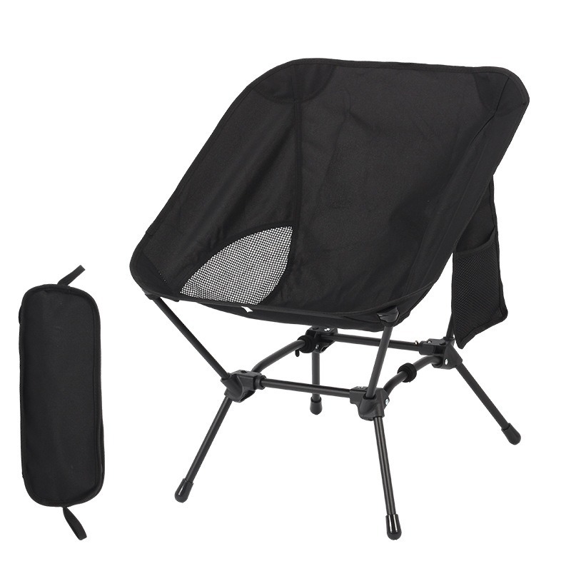 Cross-Border Outdoor Leisure Folding Beach Chair Portable Camping Ultra-Light Fishing Chair Square Leg Iron Tube Moon Chair Wholesale