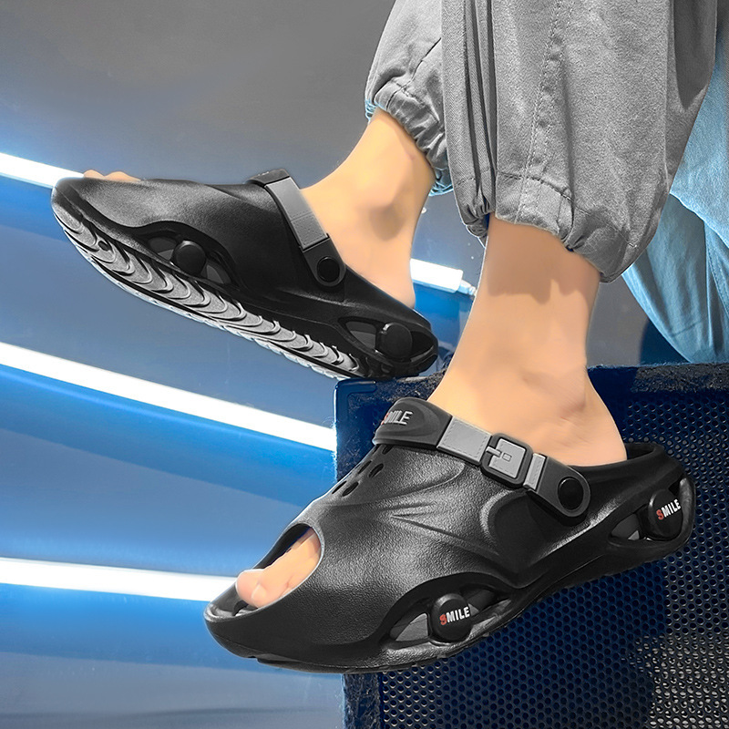 Zapatillas transfronterizas para hombres de verano antideslizantes dos para conducir con suela gruesa para el exterior de los deportes casuales juveniles sandalias de playa al aire libre