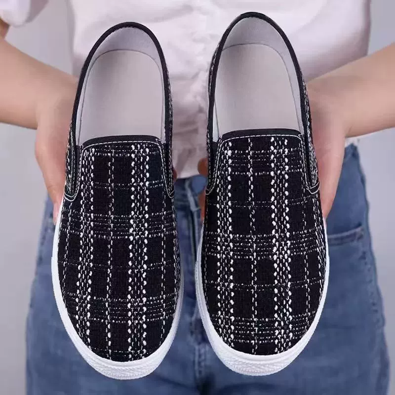 Новые дикие простые туфли из ткани модные туфли с круглой головкой