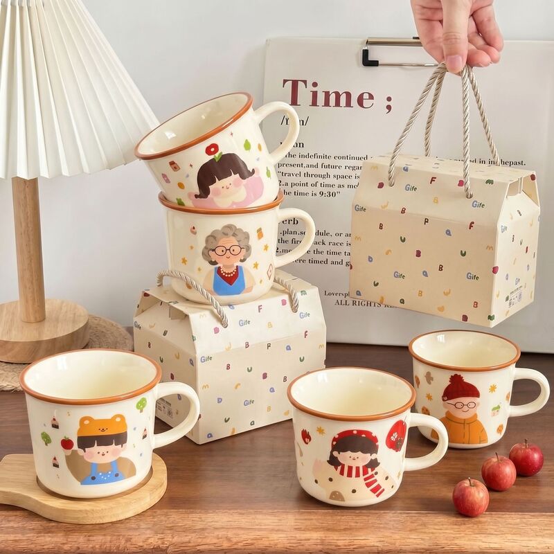 Parent-Child Time Mug Set for a Family of Three or Four, Children's Cup, Household Drinking Cup, Ceramic Breakfast Cup Parent-Child Time Mug Set for a Family of Three or Four, Children's Cup, Household Drinking Cup, Ceramic Breakfast Cup