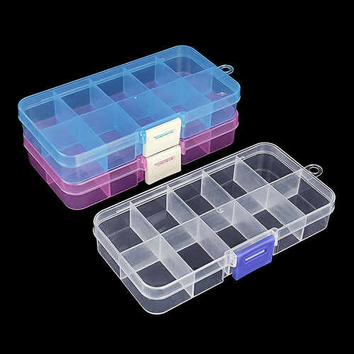 Fixed ten-compartment transparent storage box, fixed jewelry transparent loose beads, electronic accessories, button beading plastic box