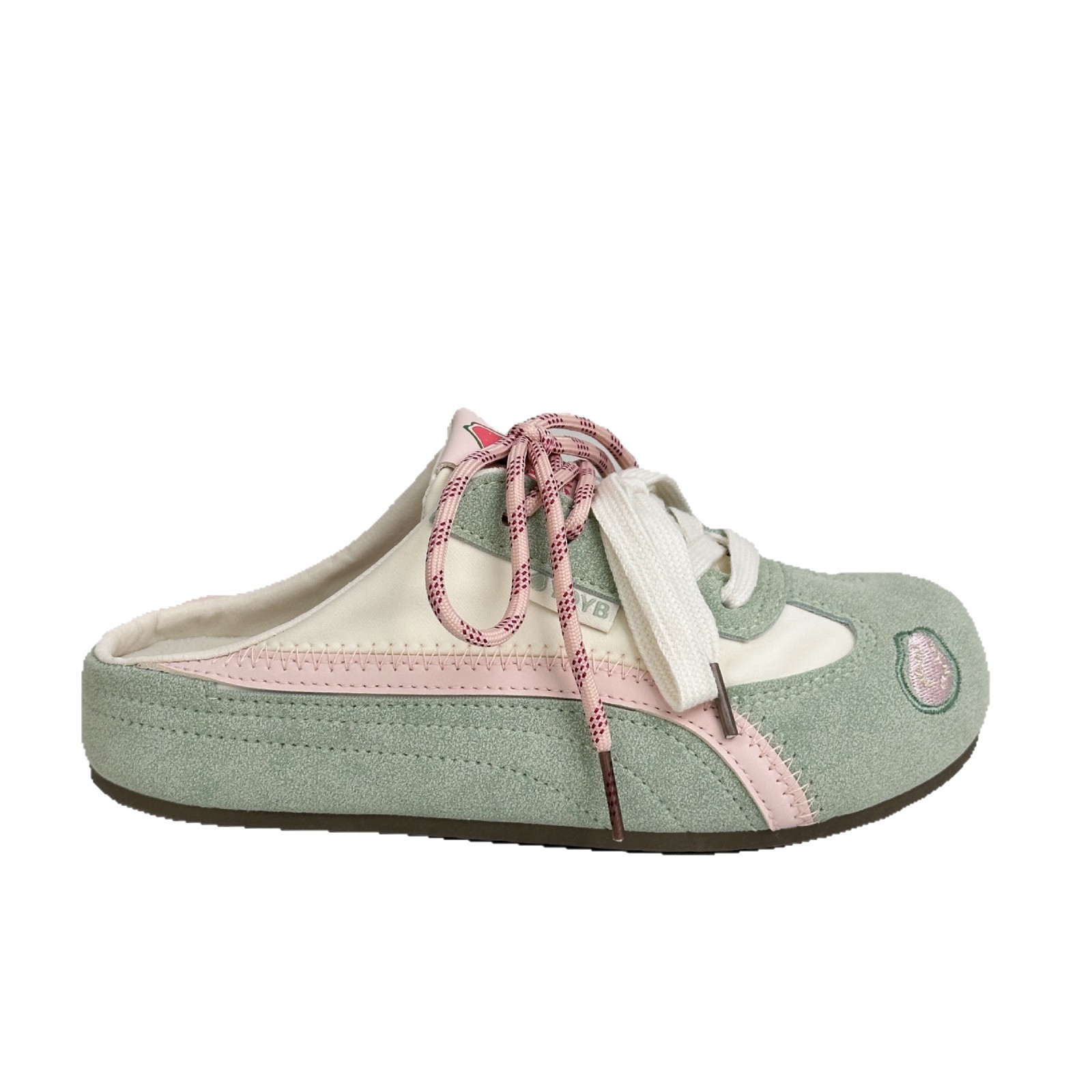 Zapatos perezosos de onda lejana para mujer 2025 nuevo estilo de un pedal y dos desgaste zapatos blancos de verano zapatillas de deporte zapatos casuales de nicho