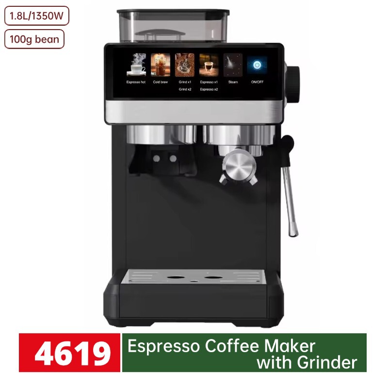 Cross-Border Customized Coffee Machine Household Tea Room Pump-Type Semi-Automatic Coffee Machine with Grinder All-In-One Wholesale Cross-Border Customized Coffee Machine Household Tea Room Pump-Type Semi-Automatic Coffee Machine with Grinder All-In-One Wholesale