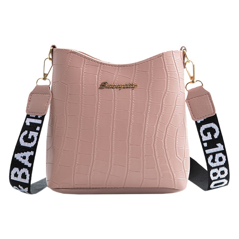 Bolso transfronterizo de las mujeres nuevo patrón de cocodrilo bolso de mensajero personalizado bolso de cubo bolso de hombro simple comercio exterior Bolso de las mujeres al por mayor