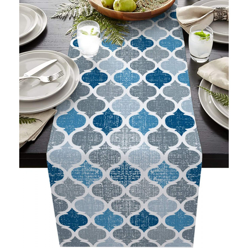 Bandera de mesa de rayas geométricas de lino de Amazon moderna y simple mantel a cuadros en blanco y negro almohadilla de mesa para el hogar image 19