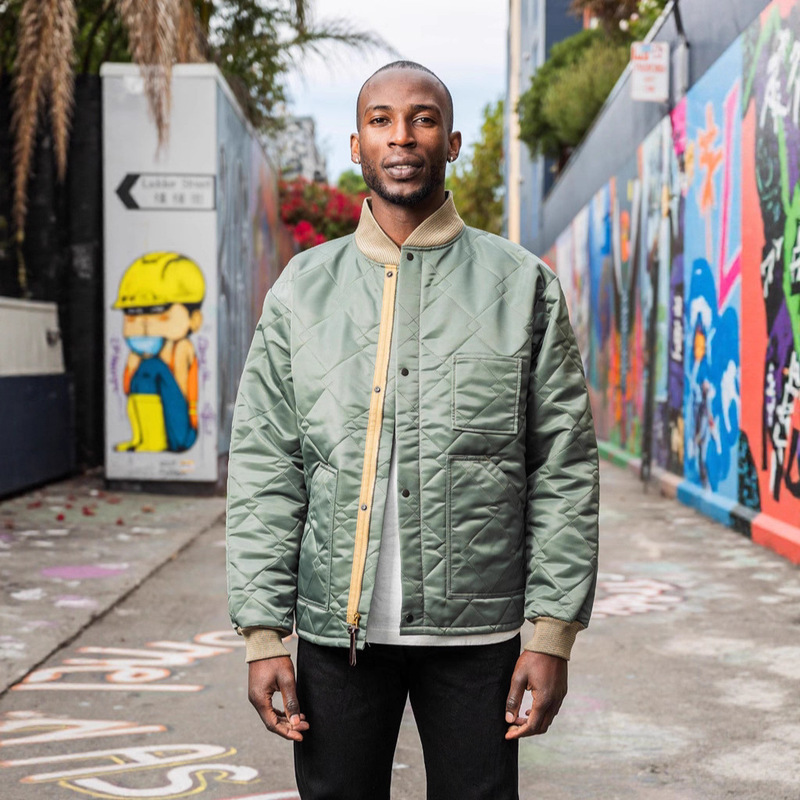 American Retro Pilot Jacket Men's Quilted Cotton Lining Army Green Baseball Collar Men's Jacket Jacket