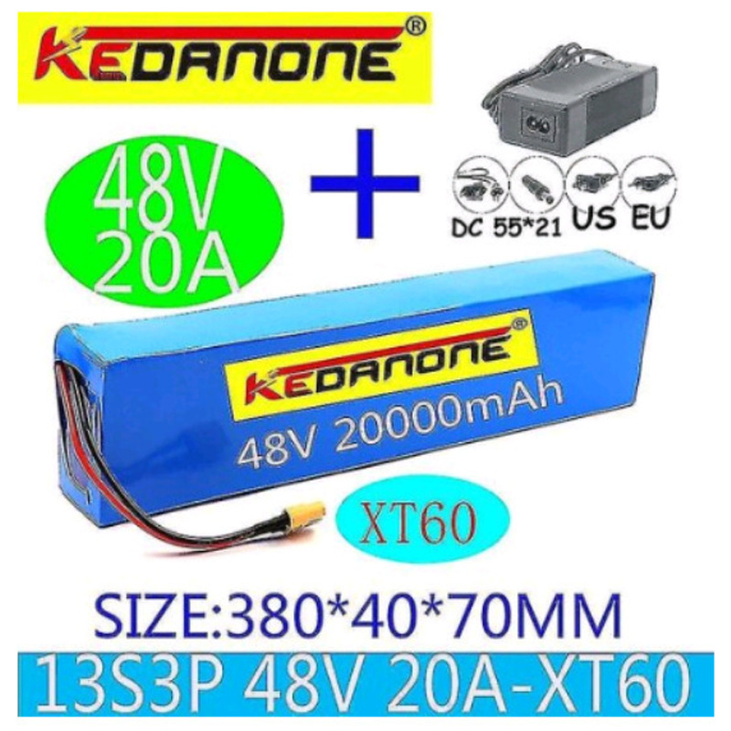 48V锂电池13S3P 20000mah 18650锂离子电池组用于电动滑板车带BMS