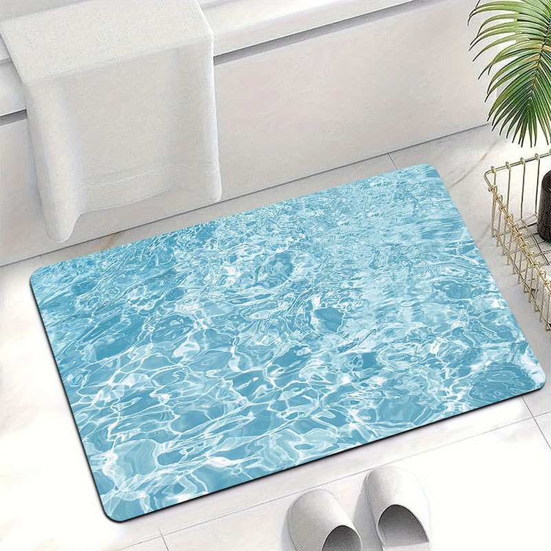 Cross-Border Temu Wave-Pattern Diatomaceous Earth Bathroom Mat, Water-Absorbent Non-Slip Foot Mat, Entryway Decorative Mat