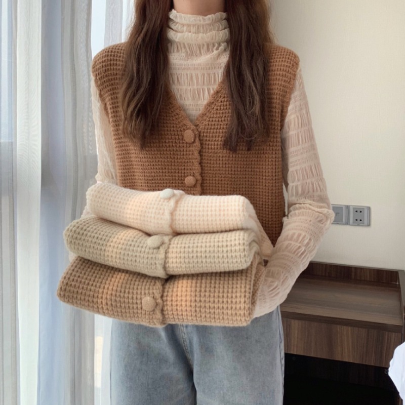 2024 primavera y otoño nuevo cuello de punto Chaleco de las mujeres cardigan chaleco exterior apilados suéter chaleco abrigo image 3