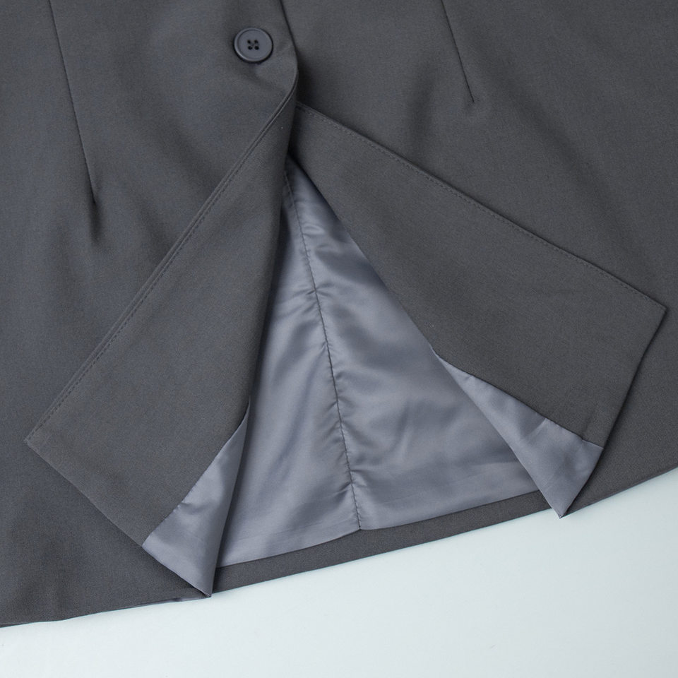Bộ vest nữ áo khoác dài tay kèm quần short, form rộng thanh lịch công sở — màu xám chi tiết 13