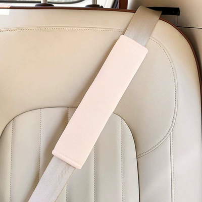 Car Seat Belt Shoulder Protector Summer Universal Car Comfortable Anti-Strangle Protective Cover Ice Silk Breathable Car Shoulder Protector (Seat belt shoulder pad) - corn-plaid-shoulder-pads-beige