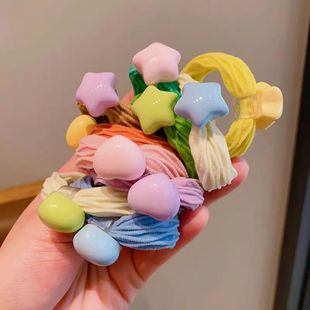 Children's Candy Color Star Towel Hair Ring 5-piece Set Cute Baby Girl Ball Head Does Not Hit Hair High Elastic Hair Accessories