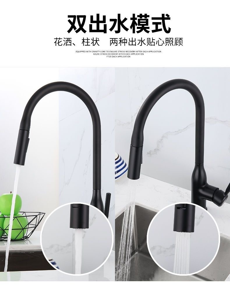 Guangdong gun gray pull-out kitchen cold and hot splash-proof faucet, all-copper kitchen sink telescopic faucet undefined