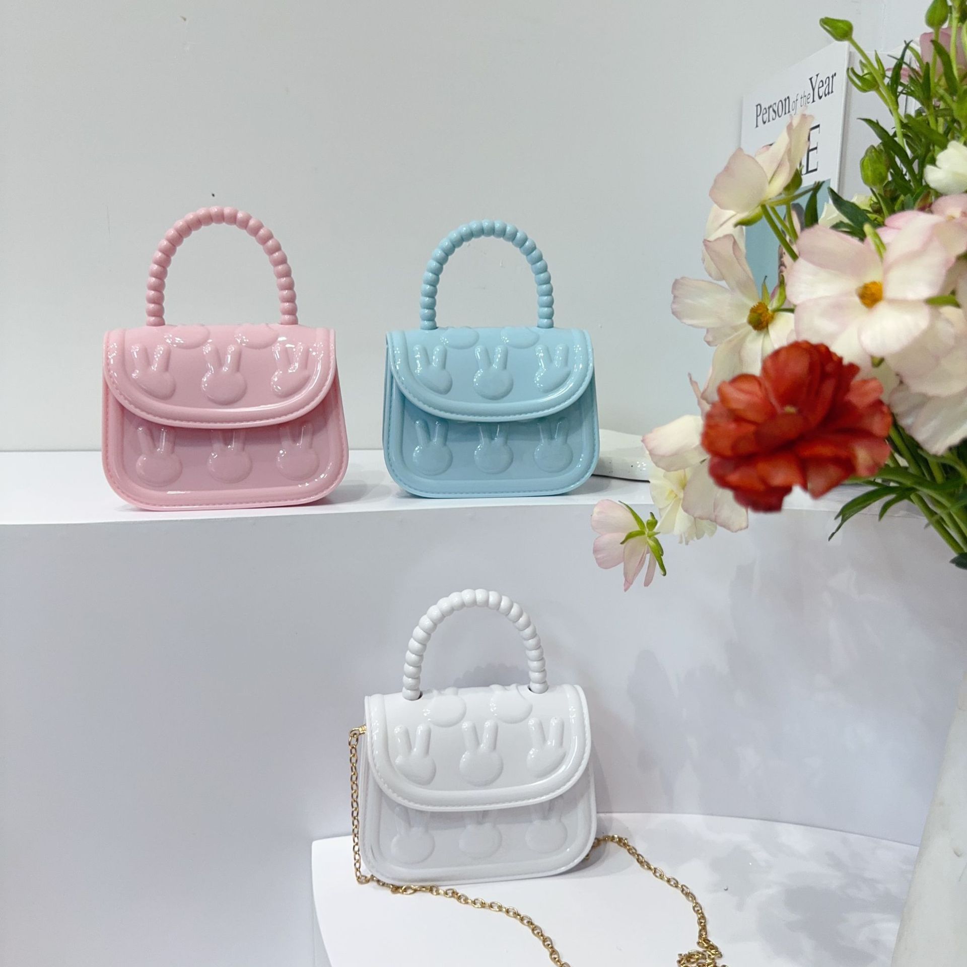 210g Weight Magnetic Buckle Closure Type Top Handle, Chain Strap Type Jelly Bag Bags Type Street, Shopping Occasion PVC Material Solid Color Pattern All Seasons Season Women's Gender Cute Style Square Shape Women's PVC Solid Color Cute Square Magnetic Buckle Jelly Bag 1