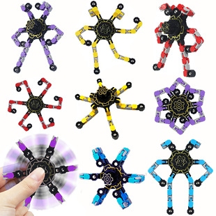 Amazon Fingertip Mechanical Gyro Cross-Border Douyin Variety Puzzle Decompression Chain Deformation Robot Gyro Toy