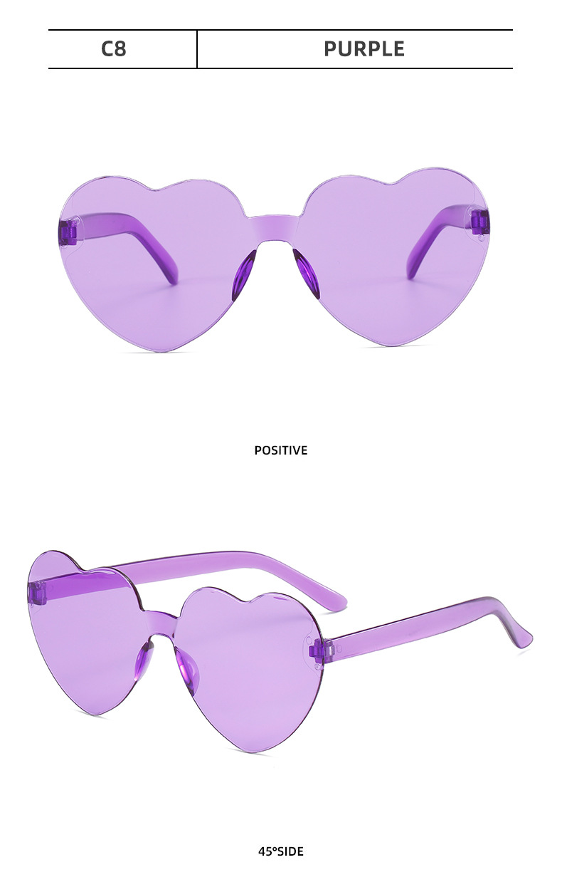 Fashion Heart Shape Pc Frameless Women's Sunglasses display picture 6