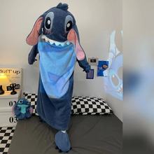 史迪奇珊瑚绒情侣睡衣连体睡袍保暖法兰绒搞笑沙雕睡衣女冬家居服