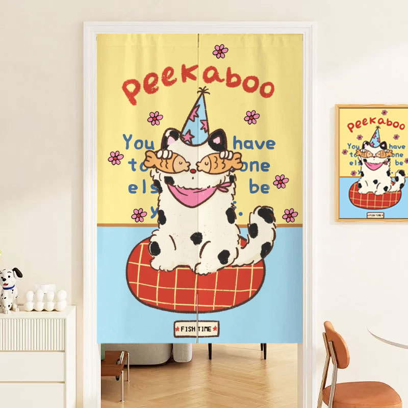 Cartoon Cute Ins-Style Door Curtain Bedroom Partition Curtain No-Drill Home Bathroom Half Curtain Kitchen Partition Door Curtain