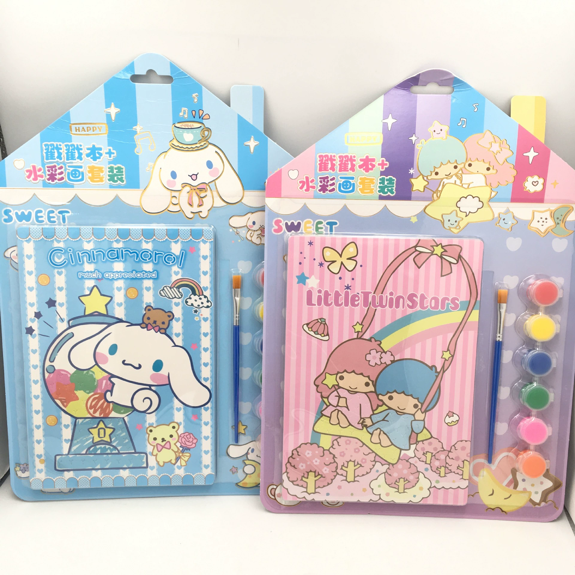 Sanrio, акварель, набор, раскраска, книга с рисунками, HANDMADE