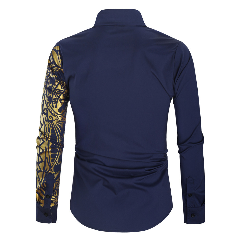 Single Breasted Placket Type Wholesale Men's British Style Ditsy Floral Long Sleeve Men's Tops