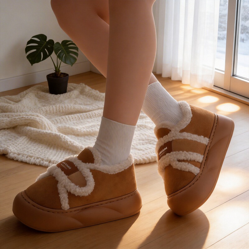2025 New Style Indoor Home Thick-Soled Warm Plush Cotton Slippers for Women Winter Ladies' Home Slippers