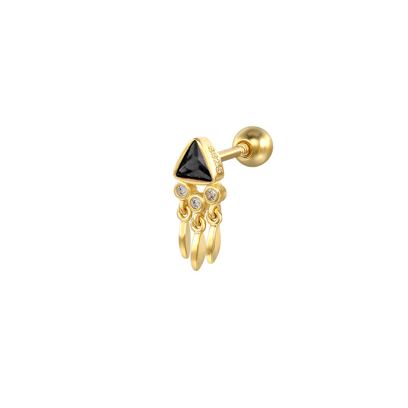 2g Weight 18K Gold Plated Plating Material Ear Studs Classification 1 Piece Quantity Holiday, Daily Occasion 925 Sterling Silver Material Triangle, Tassel Pattern Unisex Gender Casual, Simple Style Style 1 Piece Ear Cartilage Rings & Studs Casual Simple Style Triangle Tassel 925 Sterling Silver 18K Gold Plated 4
