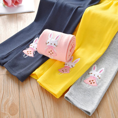Children's 2024 Spring and Autumn New Leggings, Korean Style, Outerwear Long Pants, Casual, Little Girls Cartoon Ankle Pants, Trendy
