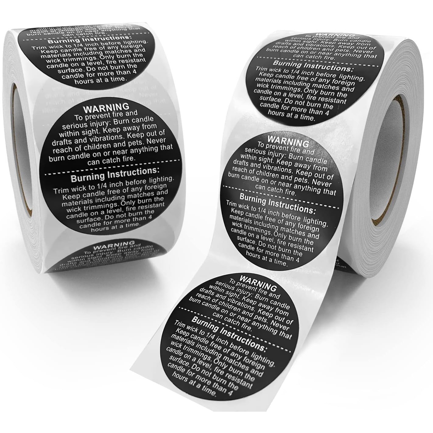 定 制黑色圆形蜡烛安全警告贴纸防水防油适用于蜡烛罐蜡烛警告标