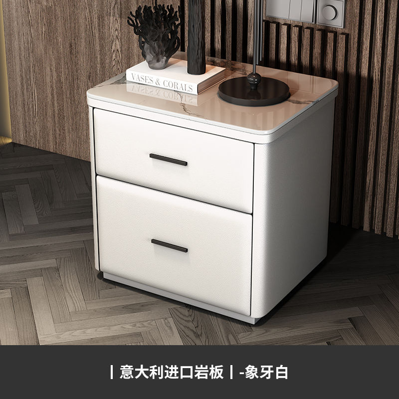 흰색 단단한 나무 프레임 마이크로 화이버 가죽 + 록 플레이트 테이블 상단