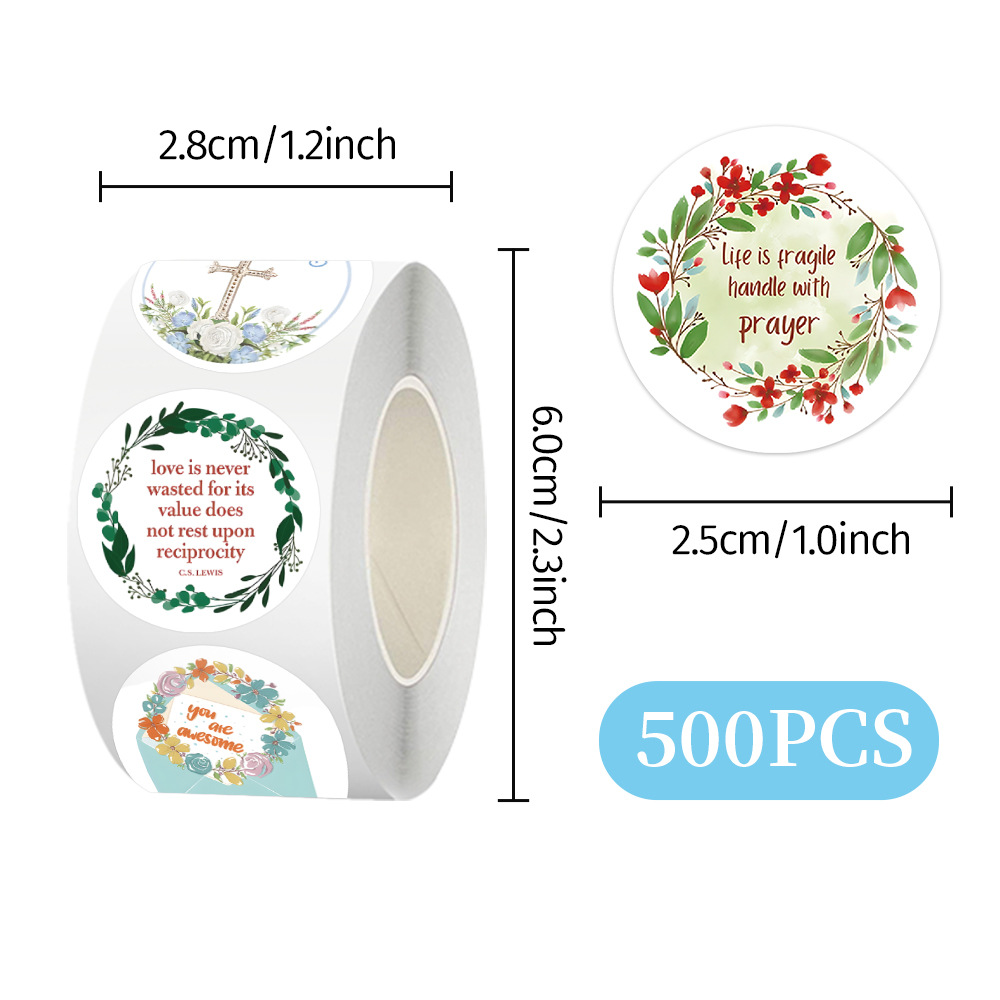 Rollo de pegatinas bíblicas, pegatinas de sellado, pegatinas inspiradoras para diario en inglés, embalaje decorativo, cinta de película para cortar