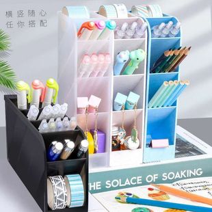 Oblique Pen Holder Student Stationery Desktop Storage Transparent Creative Simple Large Capacity Cute High Color Value Pen Holder
