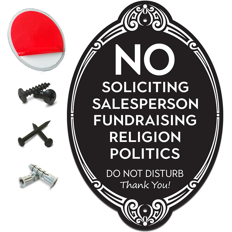 禁止推销门牌黑色禁止招揽警告提示牌亚马逊热销款高档黑色铝塑板