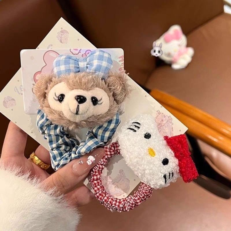 かわいいシェリー薔薇格子髪輪紐学院JK風紅格子公仔前髪鴨口クリップ日系髪飾り|undefined