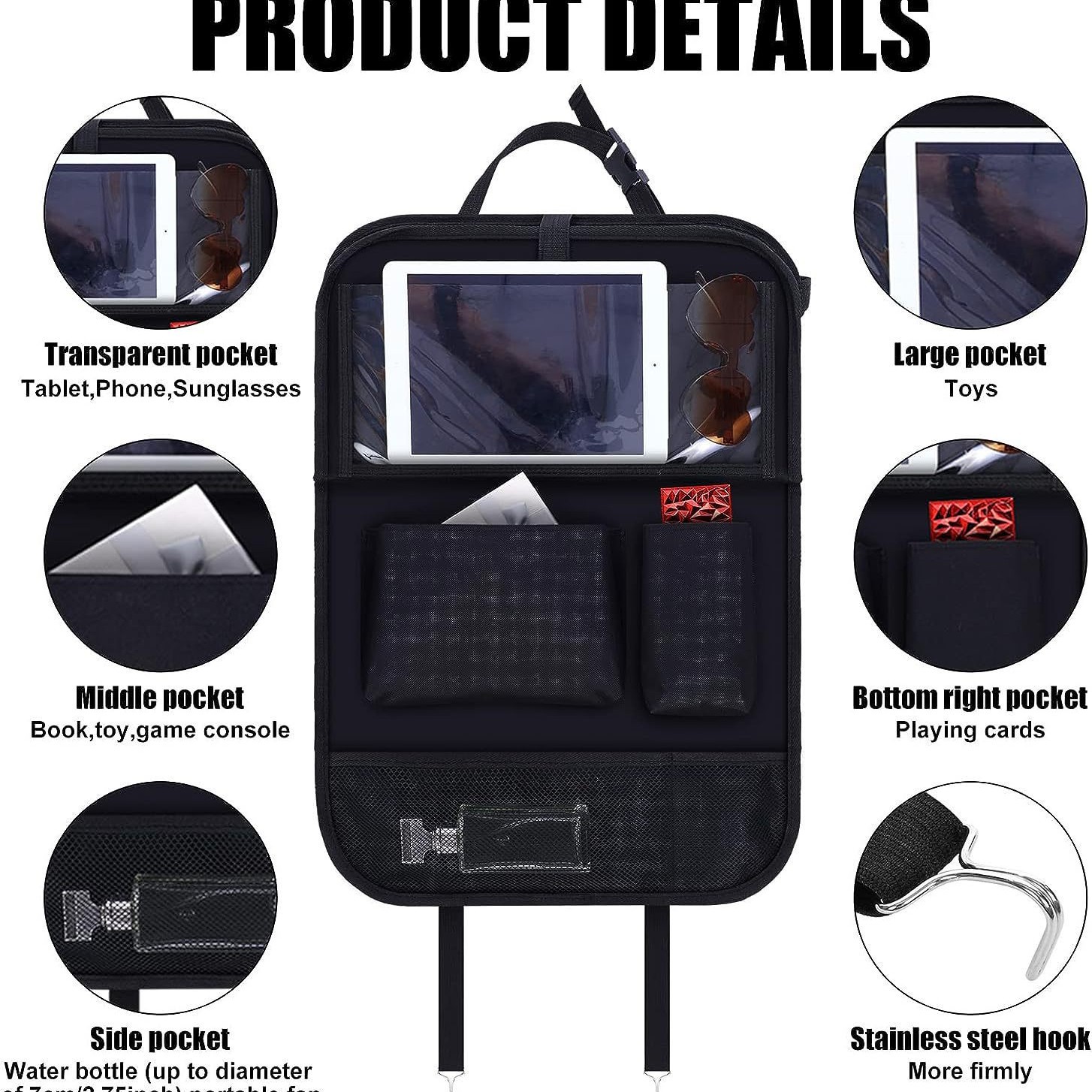 Transfronterizo 600D Oxford tela bolsa de almacenamiento de coche silla de coche bolsa de almacenamiento de asiento de coche bolsa de almacenamiento