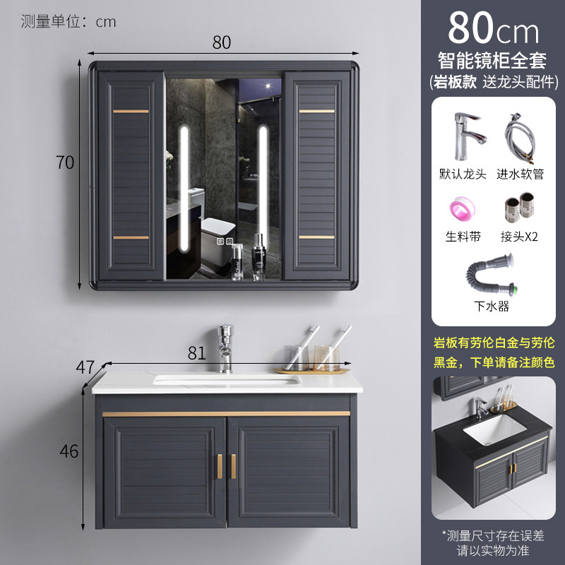 Espacio de baño de aluminio deslizante feng shui espejo gabinete baño montado en la pared inteligente espejo oculto lavabo simple lavabo